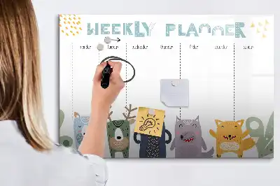 Heti tervező gyerekeknek mágneses tábla filctollal