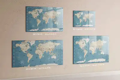Mágneses törölhető tábla vintage világtérkép mintával