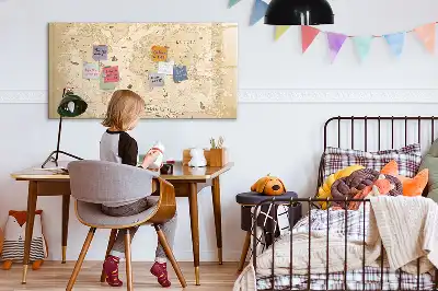 Mágneses világtérkép vintage stílusú, filctollal