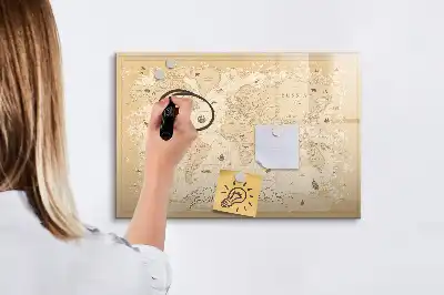 Mágneses világtérkép vintage stílusú, filctollal