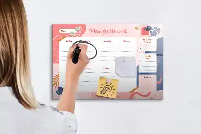 Heti tervező mágneses tábla filctollal