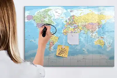 Politikai világtérkép mágneses törölhető tábla
