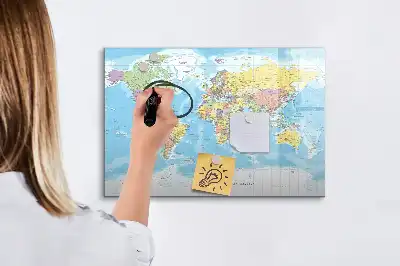 Politikai világtérkép mágneses törölhető tábla