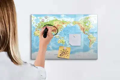 Fizikai világtérkép mágneses tábla filctollal