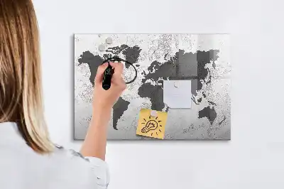 Mágneses világtérkép filctollal betonhatású kivitelben