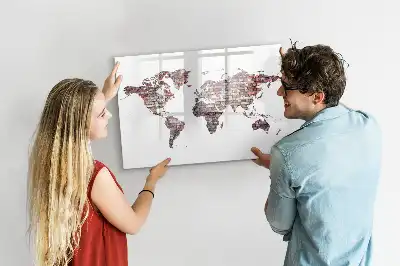 Mágneses világtérkép téglás mintával és filctollal