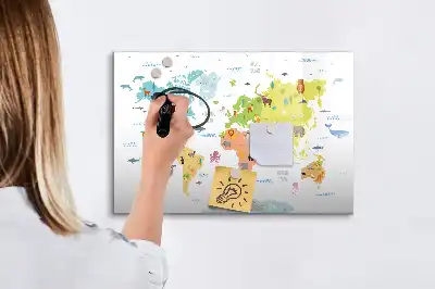 Mágneses törölhető tábla az állatvilág térképe mintával