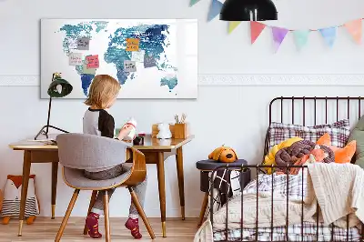 Világtérkép mágneses tábla filctollal