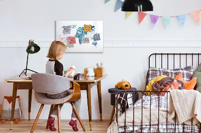 Világtérkép mágneses tábla filctollal