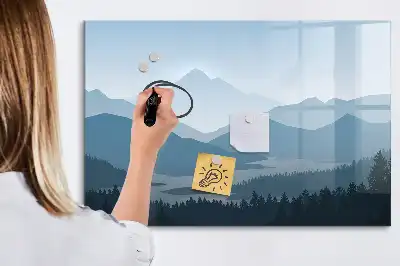Mágneses törölhető tábla hegyi tájkép mintával