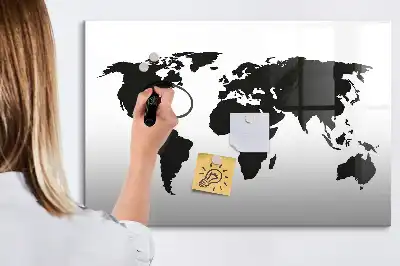 Mágneses tábla fekete világtérkép mintával és filctollal