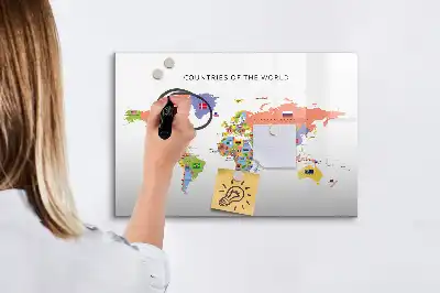 Zászlós térkép mágneses tábla filctollal