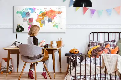 Mágneses törölhető tábla akvarell világtérkép mintával