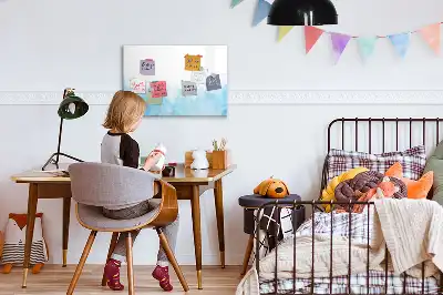 Mágneses tábla filctollal festett foltok mintával