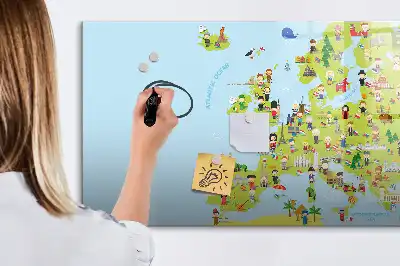 Mágneses törölhető világtérkép országzászlós mintával