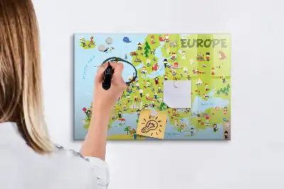 Mágneses törölhető világtérkép országzászlós mintával