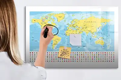 Világtérkép mágneses tábla filctollal