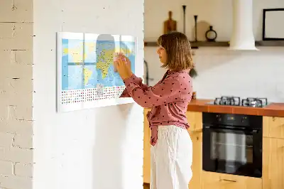 Világtérkép mágneses tábla filctollal