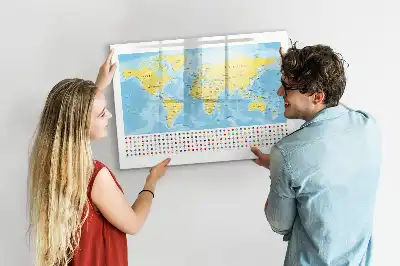 Világtérkép mágneses tábla filctollal