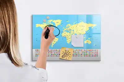 Mágneses törölhető tábla klasszikus világtérkép mintával