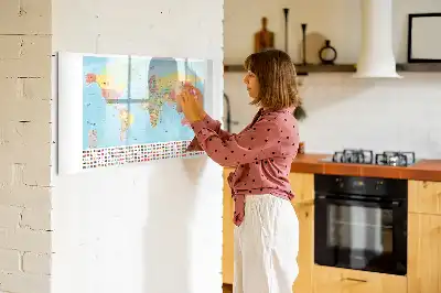 Földrajzi világtérkép mágneses tábla filctollal