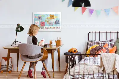 Földrajzi világtérkép mágneses tábla filctollal