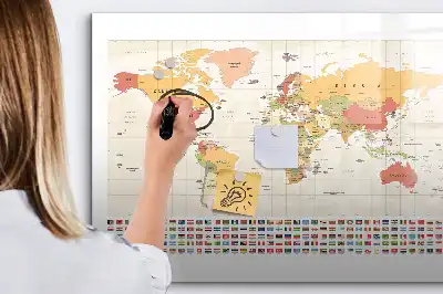 Mágneses törölhető tábla világtérkép mintával