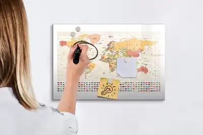 Mágneses törölhető tábla világtérkép mintával