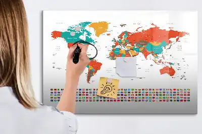 Mágneses törölhető tábla színes világtérkép mintával