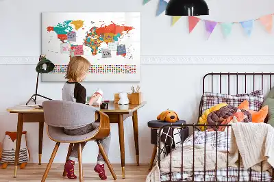 Mágneses törölhető tábla színes világtérkép mintával