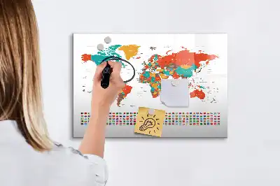 Mágneses törölhető tábla színes világtérkép mintával