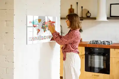 Mágneses törölhető tábla színes világtérkép mintával