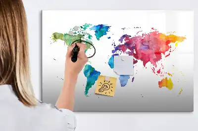 Akvarell világtérkép mágneses tábla filctollal