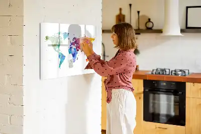 Akvarell világtérkép mágneses tábla filctollal