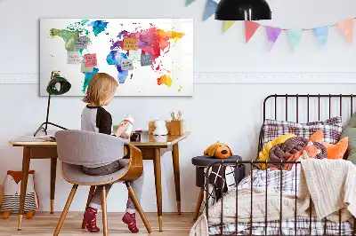 Akvarell világtérkép mágneses tábla filctollal