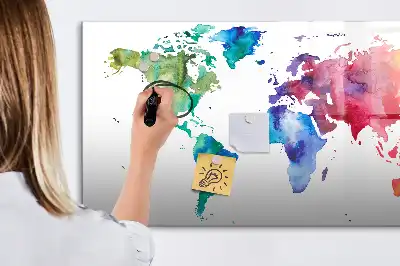 Akvarell világtérkép mágneses tábla filctollal