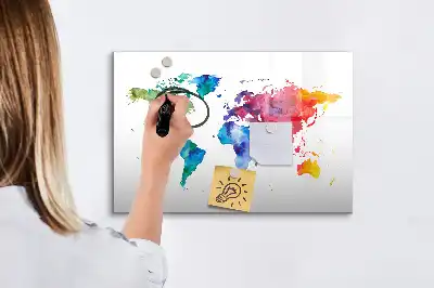 Akvarell világtérkép mágneses tábla filctollal