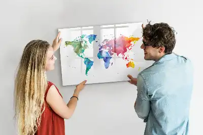 Akvarell világtérkép mágneses tábla filctollal