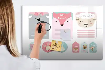 Mágneses tábla filctollal vidám könyvjelző mintával