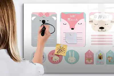 Mágneses tábla filctollal vidám könyvjelző mintával