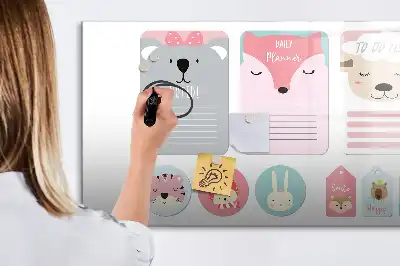 Mágneses tábla filctollal vidám könyvjelző mintával
