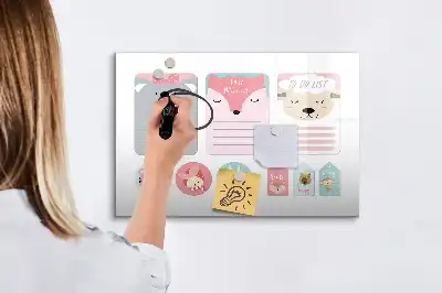Mágneses tábla filctollal vidám könyvjelző mintával