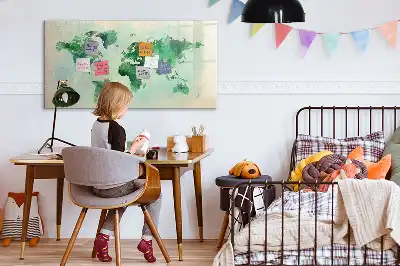 Akvarell világtérkép mágneses tábla filctollal