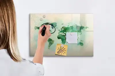 Akvarell világtérkép mágneses tábla filctollal
