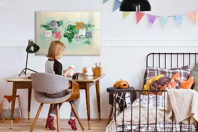Akvarell világtérkép mágneses tábla filctollal