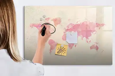 Mágneses törölhető tábla akvarell világtérkép mintával