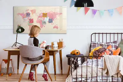 Mágneses törölhető tábla akvarell világtérkép mintával