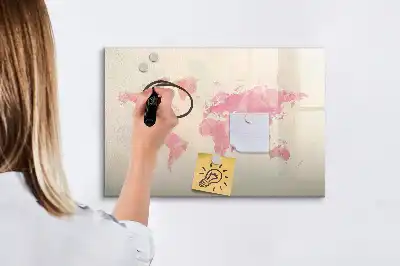 Mágneses törölhető tábla akvarell világtérkép mintával