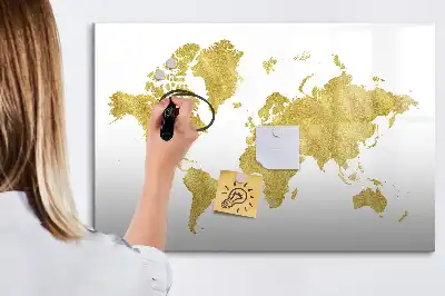 Mágneses világtérkép arany színű kivitel filctollal