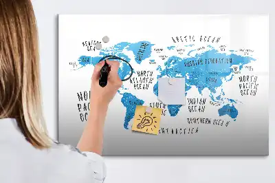 Mágneses törölhető tábla kék földgömb mintával